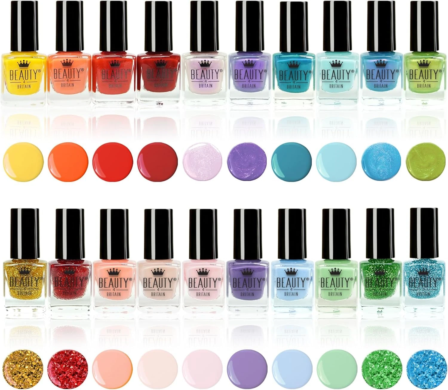 Beauty4Britain 20 x Nail Polish Varnish Set 20 Colours Quick Dry Non Gel Nail Polish Gift Box Blooming Wild