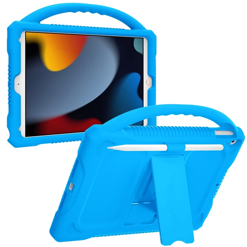 JOGUIIA Kids Case for iPad 10.2,Premium Silicone Shockproof Kids Cover for iPad 10.2inch 2021/2020/2019,Built-in Stand Handle for Apple iPad 9th 8th 7th Generation(Blue)