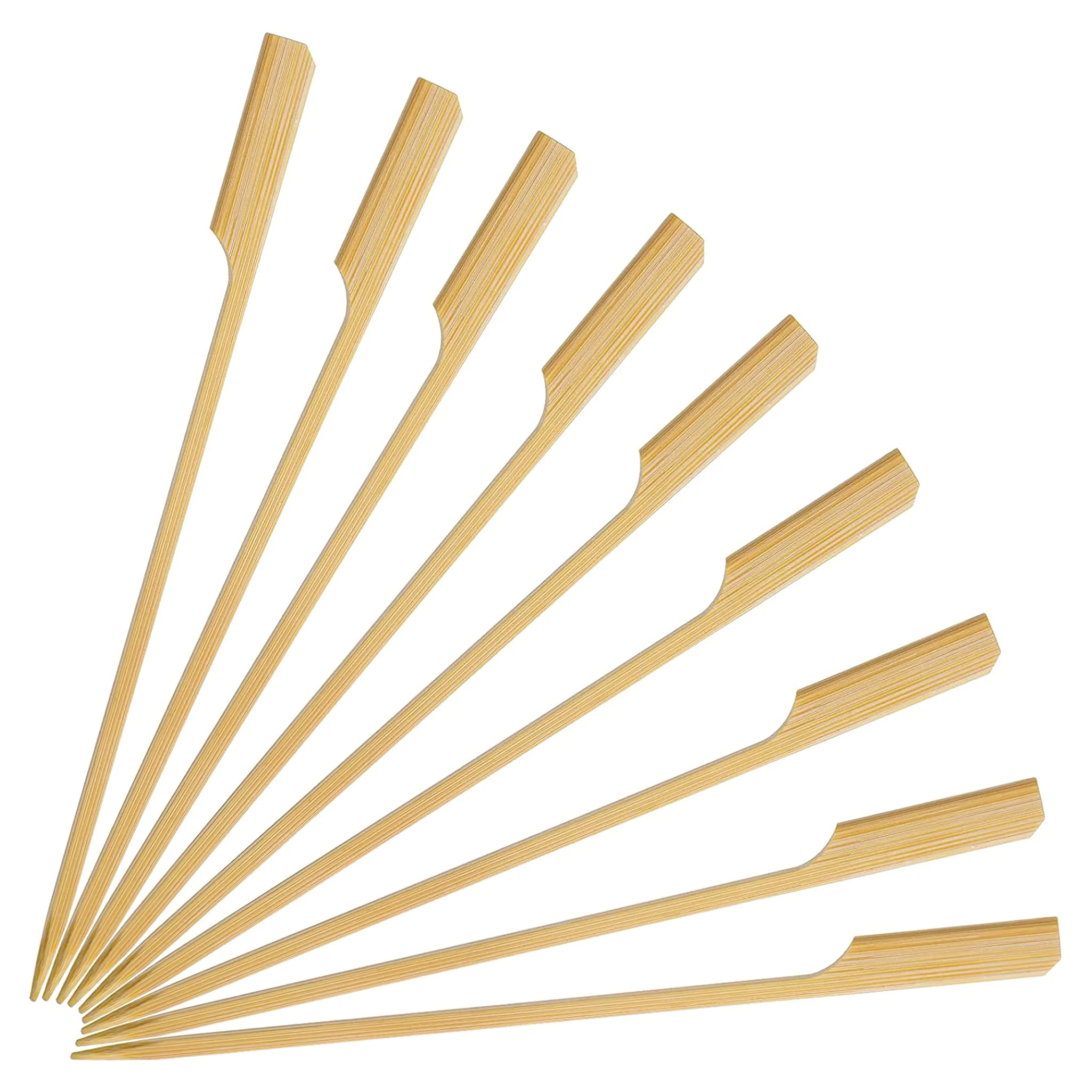 8" / 20CM Bamboo Kebab Skewers 100PCS Food Appetizer Toothpicks Flat Paddle Wood Picks for Apple, Cocktail Fountain, Marshmallow, Burger, Chocolate Bouquet, Barbeque, BBQ, Barbecue, Yakitori Chicken