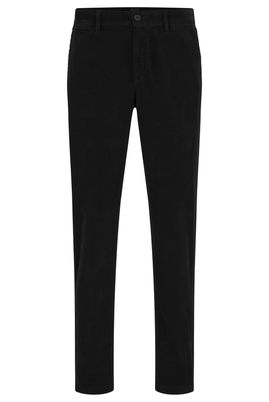 BOSS Mens Schino-Taber-1-O Tapered-fit Trousers in Cotton-Blend Moleskin Black