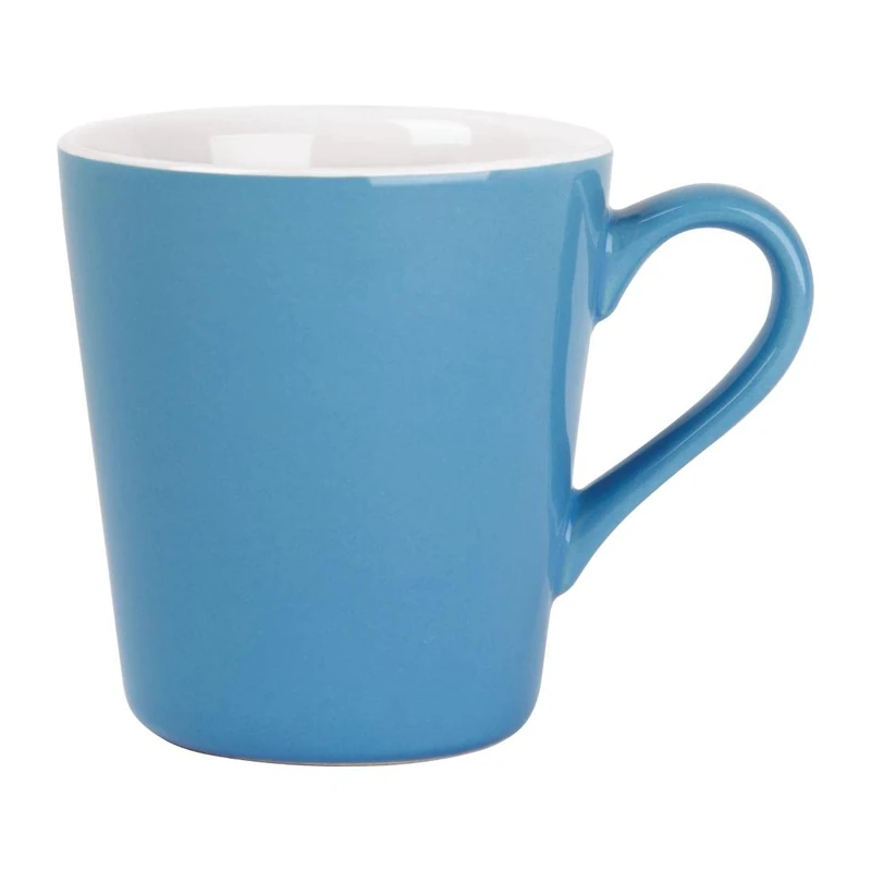 Olympia Cafe Flat White Cups in Blue 170ml - Chip Proof, Dishwasher and Microwave Safe, Durable Hotel Restaurant Café Tea Coffee Mugs - Pack of 12