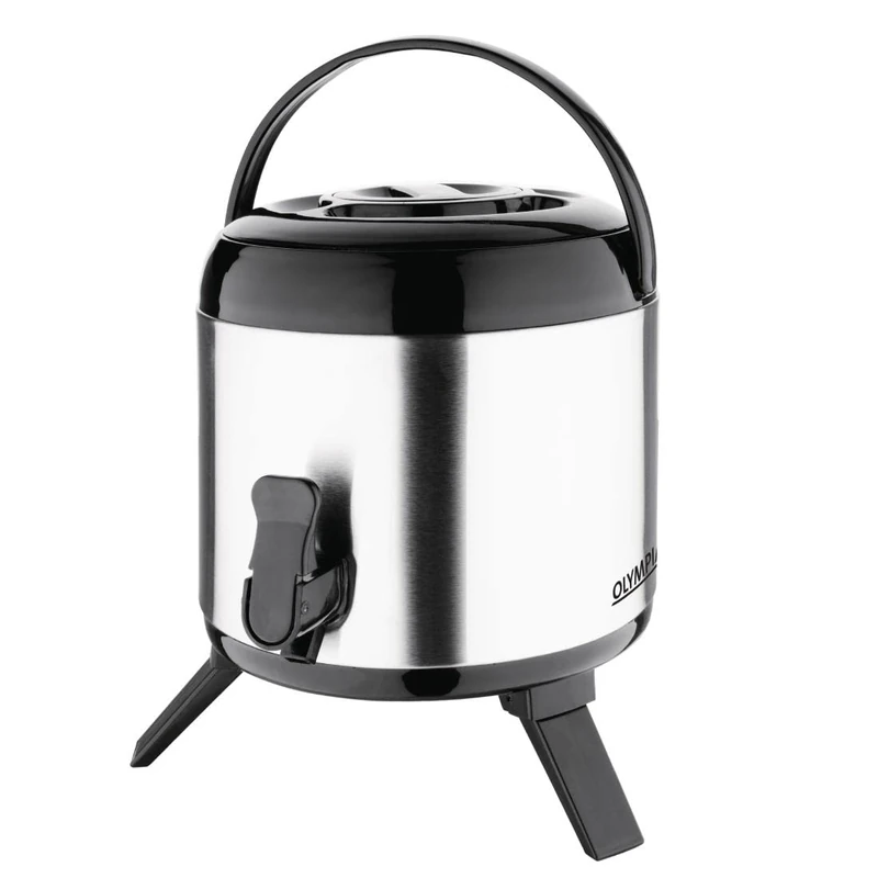 Olympia Stainless Steel Double Wall Beverage Dispenser 6 Litres - Durable, Easy Pour, Hotel Café Outdoor Catering Hot Cold Tea Coffee Drinks Pitcher