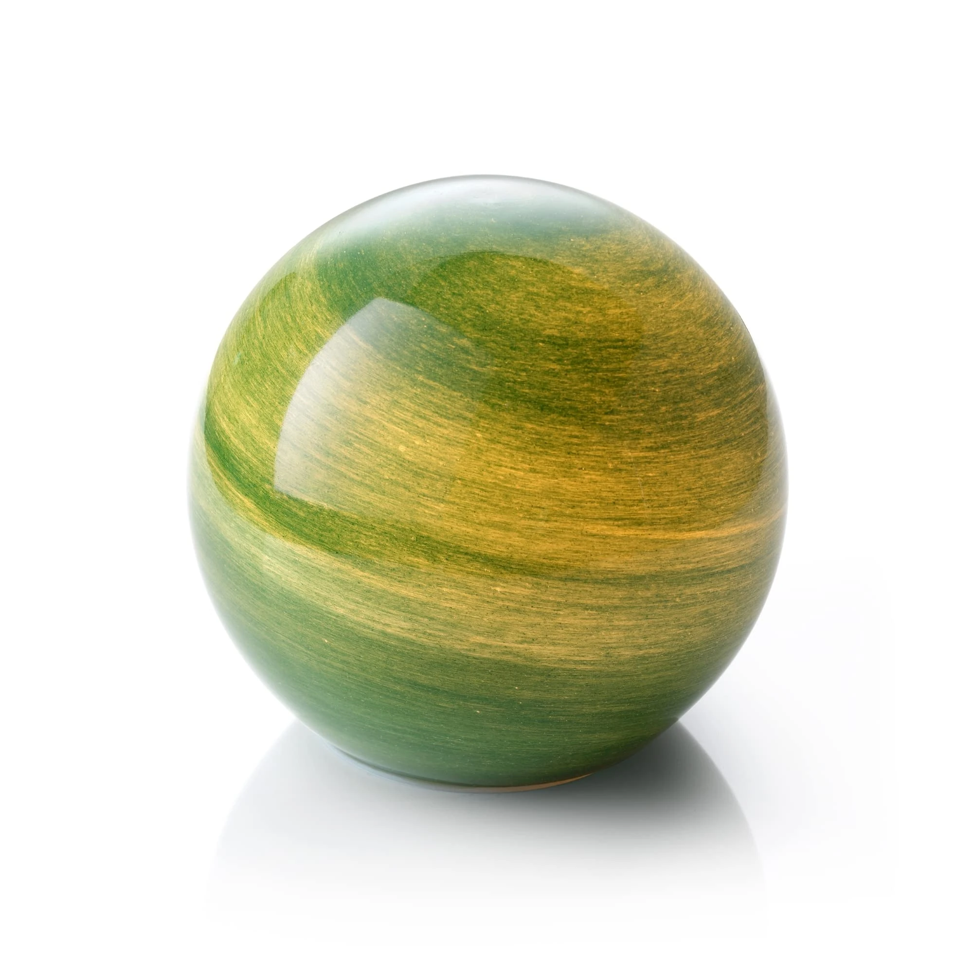 Auraglow Handmade Blown Glass Art Planet LED Table Lamp, Cordless Battery Operated Light, [Jade]