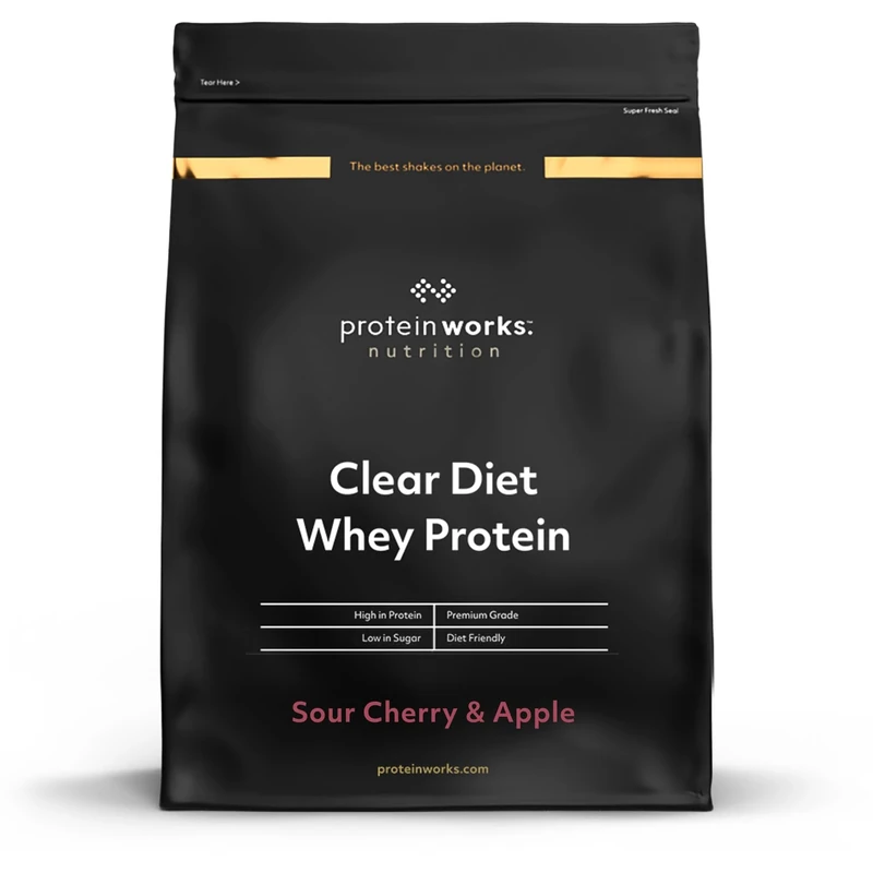 Protein Works | Clear Diet Whey Protein - Gold Innovation, Whey Protein Isolate Powder, Refreshing High Protein Drink, Sour Cherry & Apple, 40 Servings, 1kg