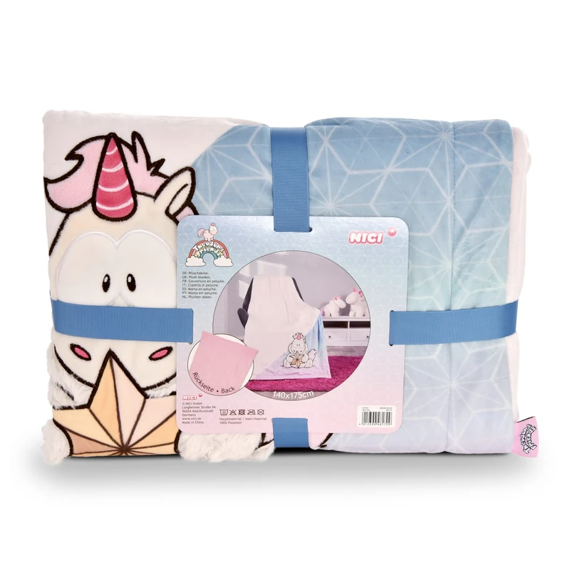 NICI Plush blanket Unicorn Theodor snowsuit 140x175cm GREEN