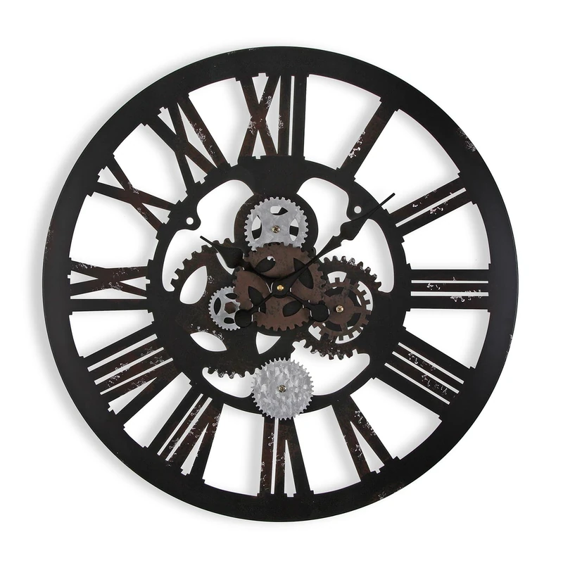 Versa Louisville Decorative Wall Clock for Kitchen, Living Room, Dining Room or Bedroom, Measures 59 x 4 x 59 cm (H x L x W), Metal, Colour: Black