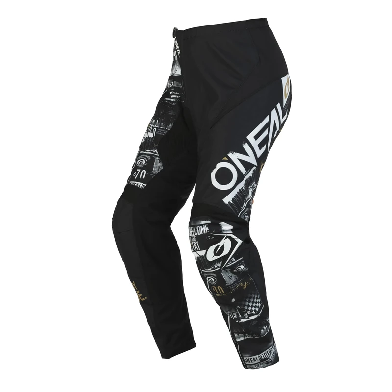 O'NEAL | Motocross Pants | Kids | Enduro MX | Stretch Inserts, Fully Lined, Rubber Pads for Added Protection | Element Youth Pants Attack V.23 | Black White | 22 (5/6)