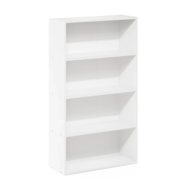 Furinno PASIR Book Shelf, 4-Tier Bookshelf, Bookcase with Open Shelf, 9.4 x 23.6 x 41.7, for Living Room, Bedroom, Home Office, White
