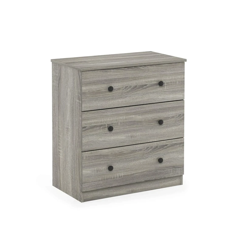 Furinno Tidur Simple Design 3-Drawer Dresser, French Oak Grey