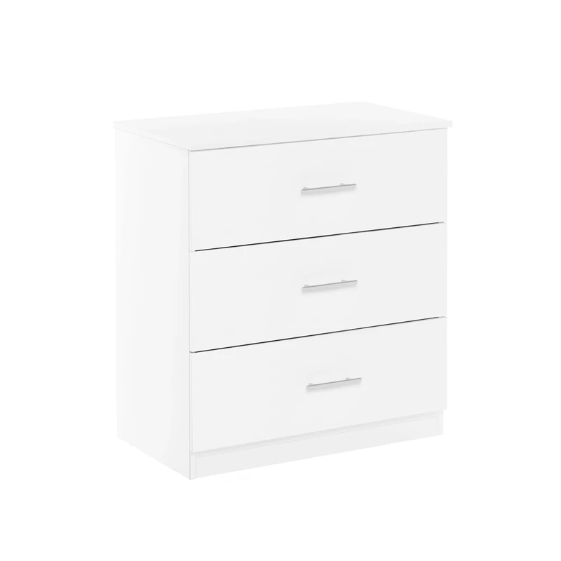 Furinno 3-Drawer Dresser with Handle, Solid White