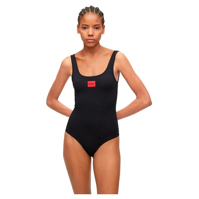 HUGO Womens BODYSUIT RED LABEL Sleeveless bodysuit in stretch cotton with logo label - Image 1