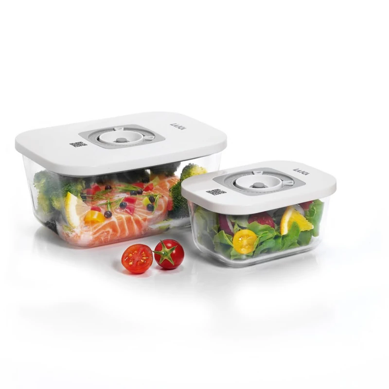LAICA Smart Glass 2 Vacuum Canisters, Vacuum Storage Container- for Food Storage, Food Freshness,Preserve & Marinate Vacuum Containers, 0.5L and 1.5L - Image 1