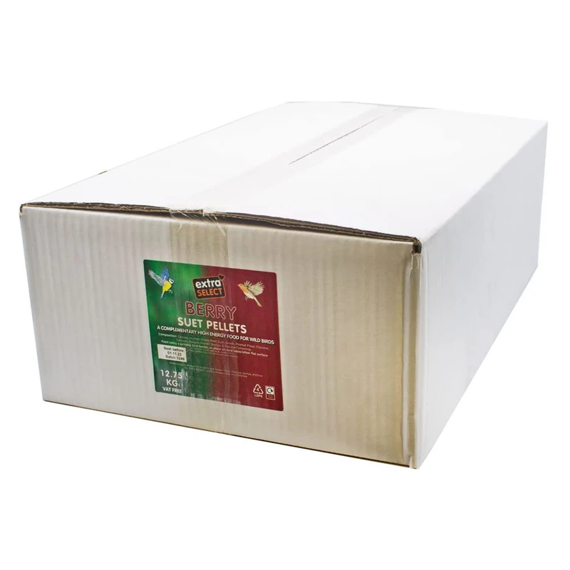 Extra Select Berry High Energy Suet Pellets Wild Bird Food - Protein, Fat Rich Year-Round Feeding - 12.75 kg Bulk Box