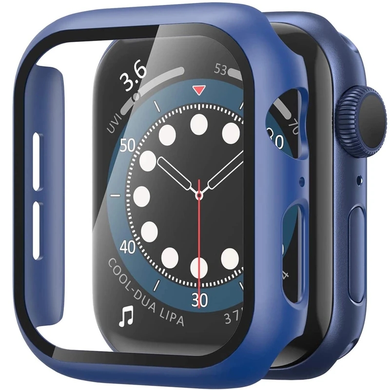 TINSOI 10PC Hard PC Case with Tempered Glass Screen Protector Compatible with Apple Watch Series 6 SE Series 5 Series 4 44mm