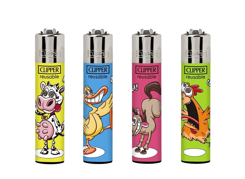 SET OF 4 CLIPPER REGULAR SIZE REFILLABLE LIGHTER (WEED HEROES)