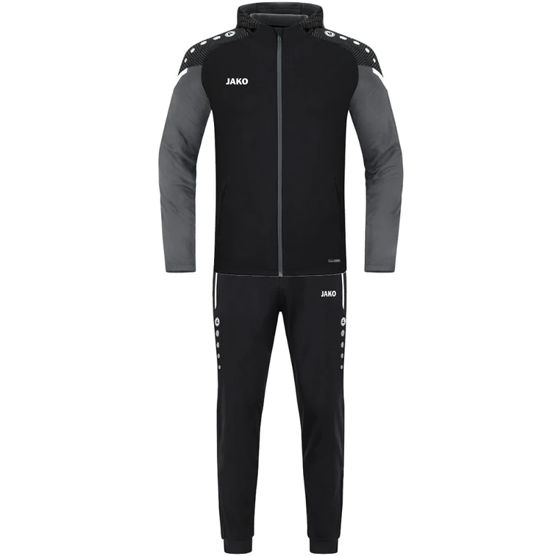 JAKO Men's Polyester Performance Tracksuit with Hood, Black/Anthracite Light, XL