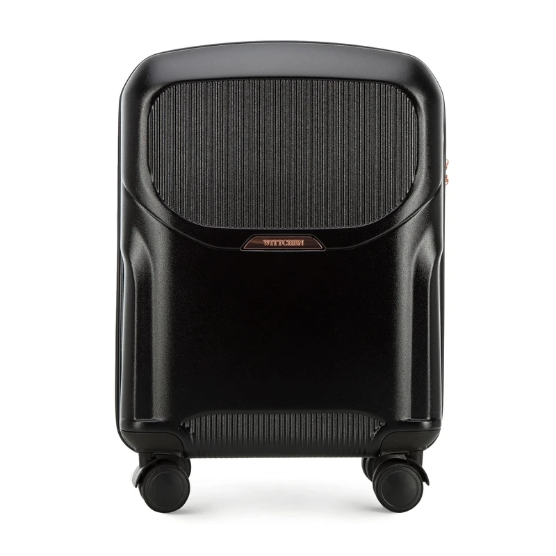 WITTCHEN Lady 2 Stylish Cabin Suitcase Hand Luggage Small Travel Case Hard-Wearing Polycarbonate 4 Double Wheels TSA Combination Lock 2,9 kg 36 L Size S Black Elements in Rose Gold