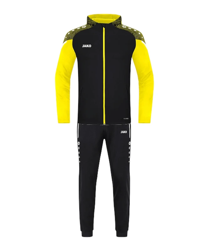 JAKO Men's Tracksuit Polyester Performance with Hood, Black/Soft Yellow, S