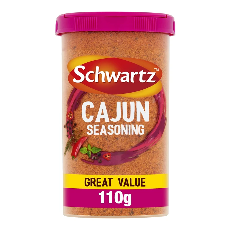 Schwartz Cajun Seasoning Drum 110 G Taste of Louisiana Spicy Heat With Chilli Powder, Allspice and Thyme Versatile Spice, Elevates Dishes Perfect for Adding to Rice, Chicken & Potatoes