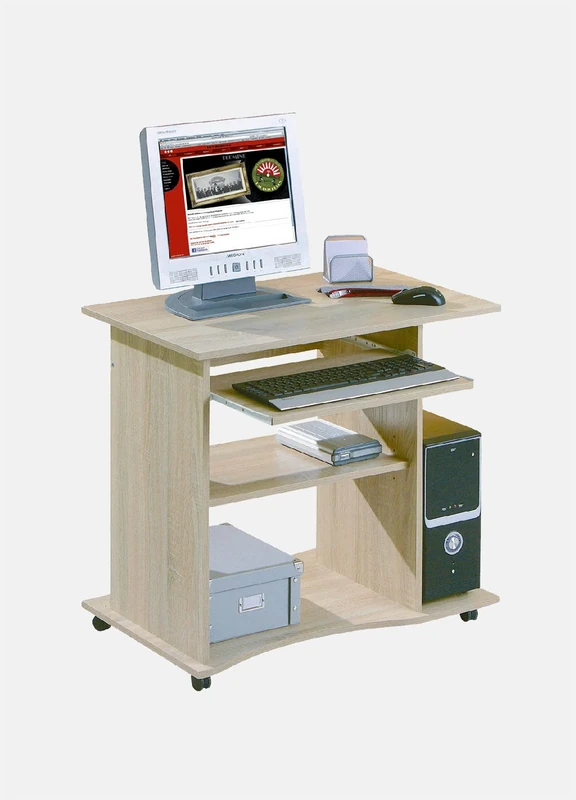 Dmora - Mini office with wheels in oak finish laminate