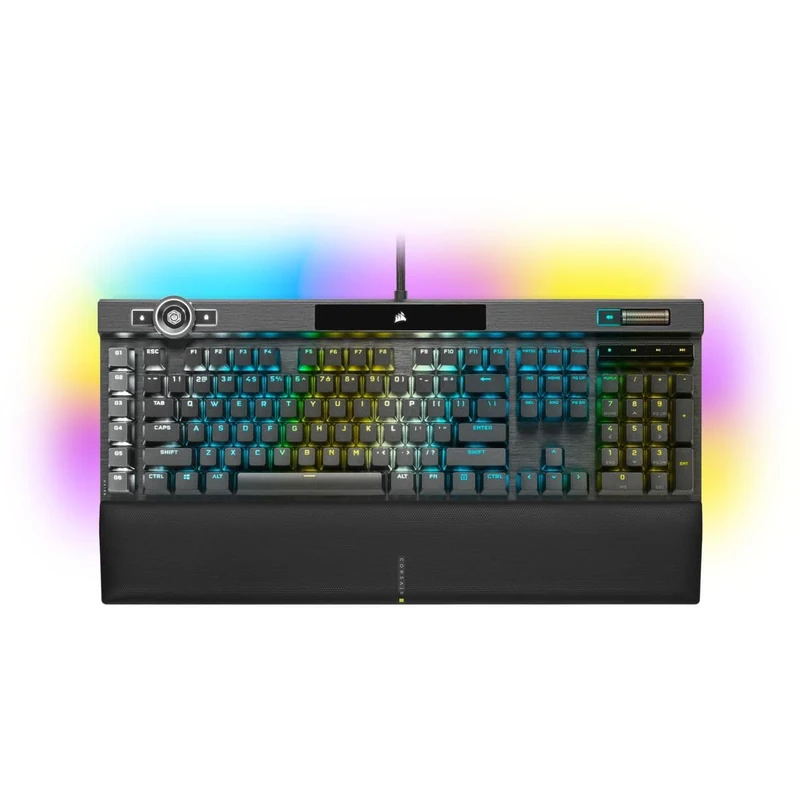 Corsair K100 RGB Mechanical Gaming Keyboard (CHERRY MX SPEED RGB Silver Switch, 8MB Integrated Storage, Dedicated Media Keys and Volume Control, USB Port Directly on the Keyboard) Black