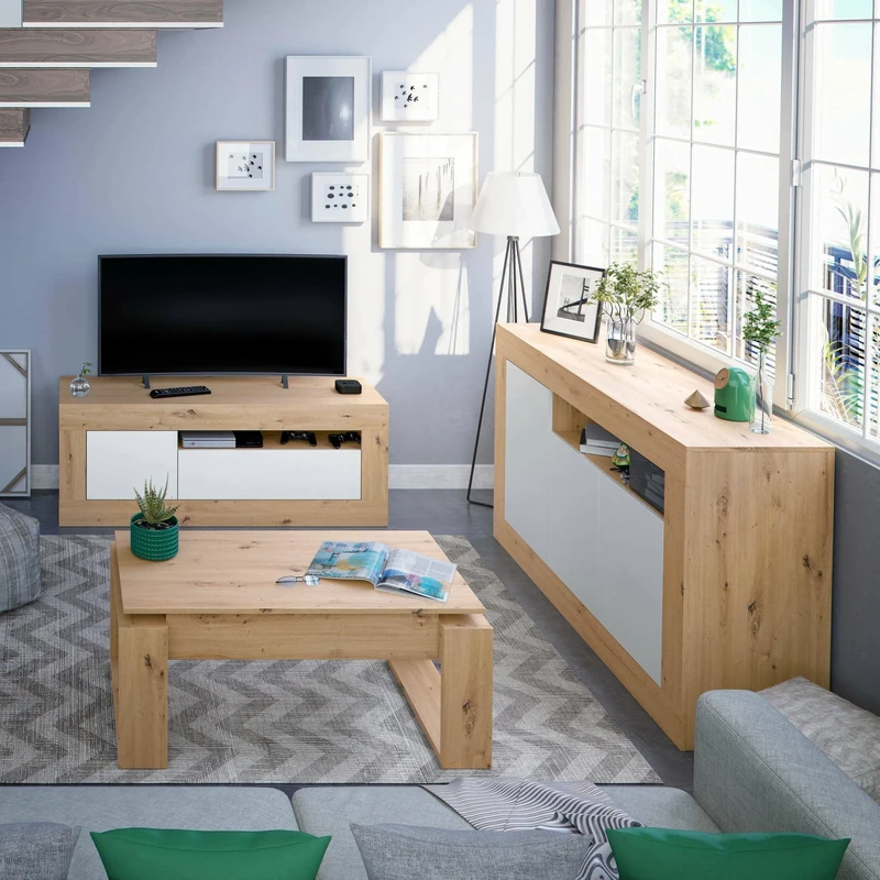 Dmora - Coffee table Flint, Coffee table with liftable top, Coffee table for the living room, 105x55h45/56 cm, Oak knots