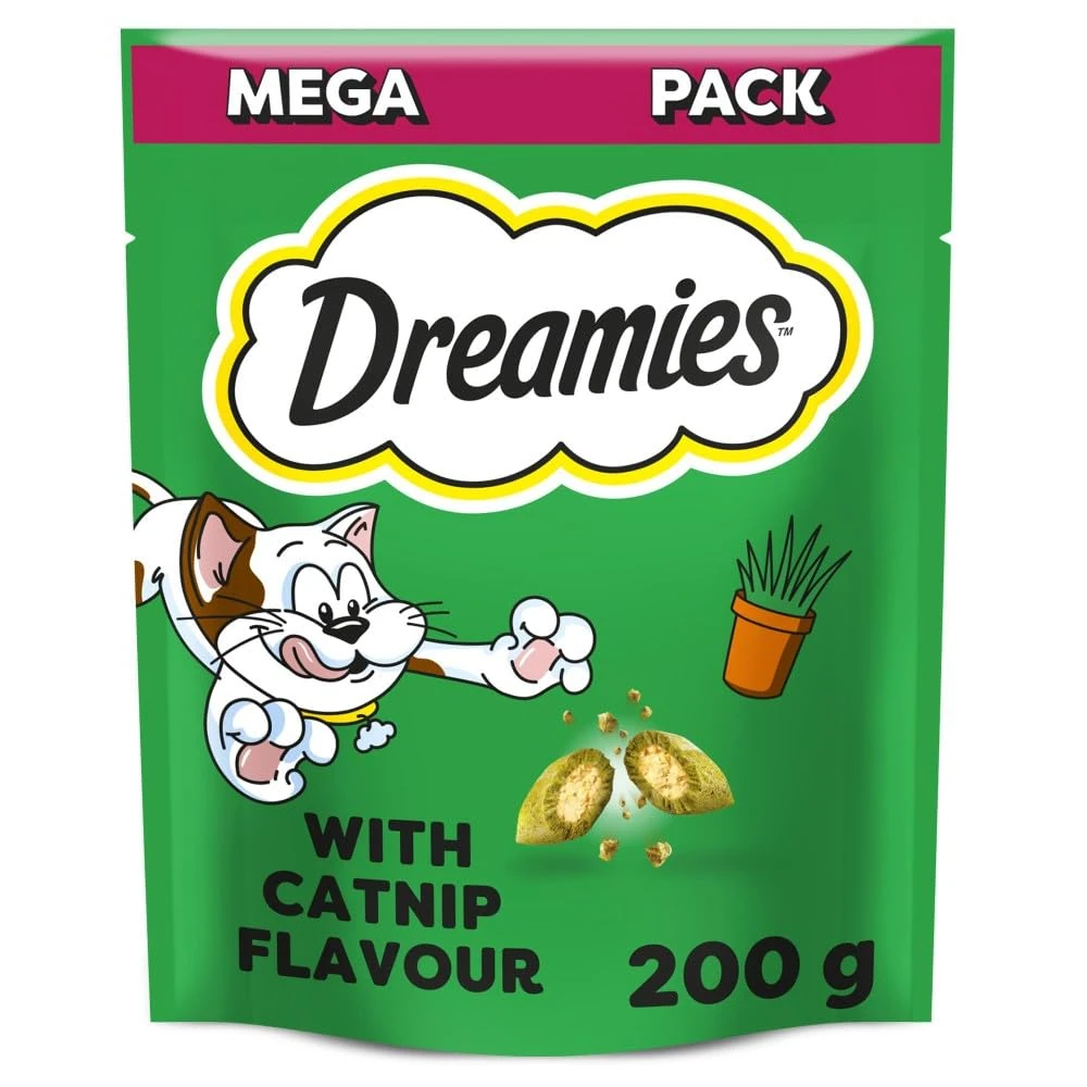 Dreamies Mega Pack Cat Treats, Tasty Snacks with Delicious Catnip, 1 Pouch of 200 g