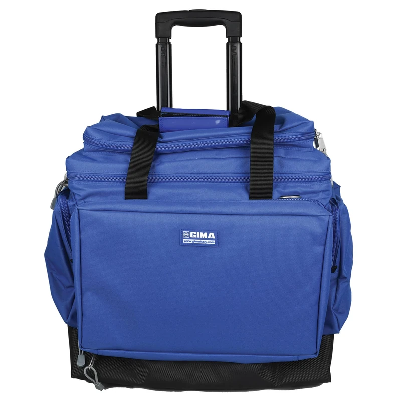 Gima - Smart trolley bag, made of waterproof polyester, durable, adjustable compartments, outer pockets, inner dividers, removable handbag, waterproof rubber base, blue colour, 56 x 32.5 x 49 cm
