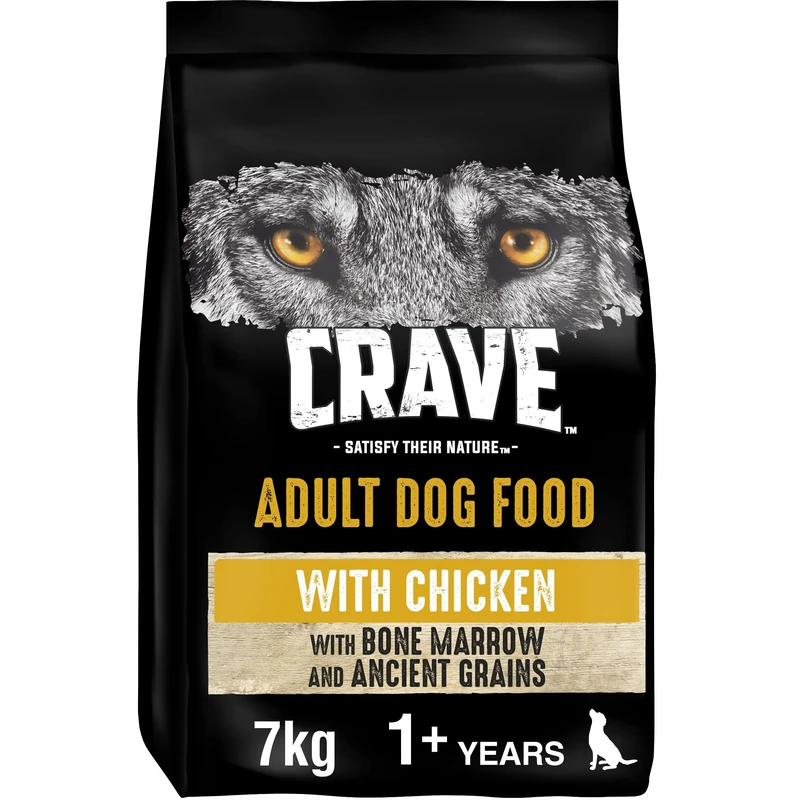 Crave Chicken, Marrow & Grains 7 kg Bag, Premium Dry Dog Food with high Protein, Grain-free