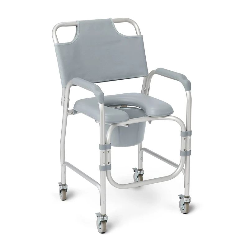Padded Aluminum Shower Chair & Commode w/casters
