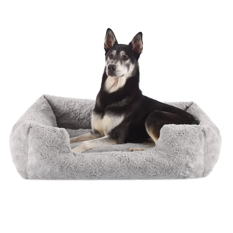 Best Friends by Sheri Soothe & Snooze Lounge Lux Memory Foam Rectangular Dog Bed, Washable, Grey, Large 36" x 27"