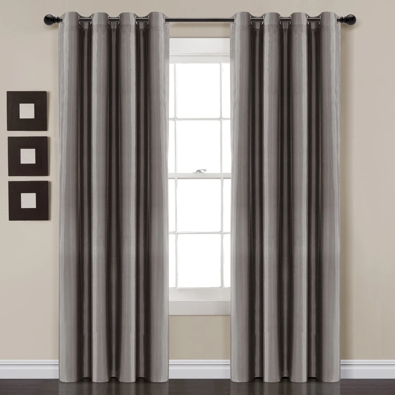 Lush Decor Insulated Grommet 100% Blackout Faux Silk Window Curtain Panel (Single Panel), 84" L x 52" W, Dark Gray