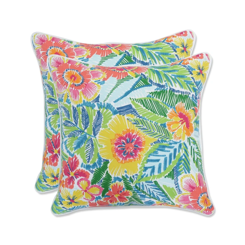 Pillow Perfect Outdoor/Indoor Pensacola Multi Throw Pillows, Multicolored 2 Count