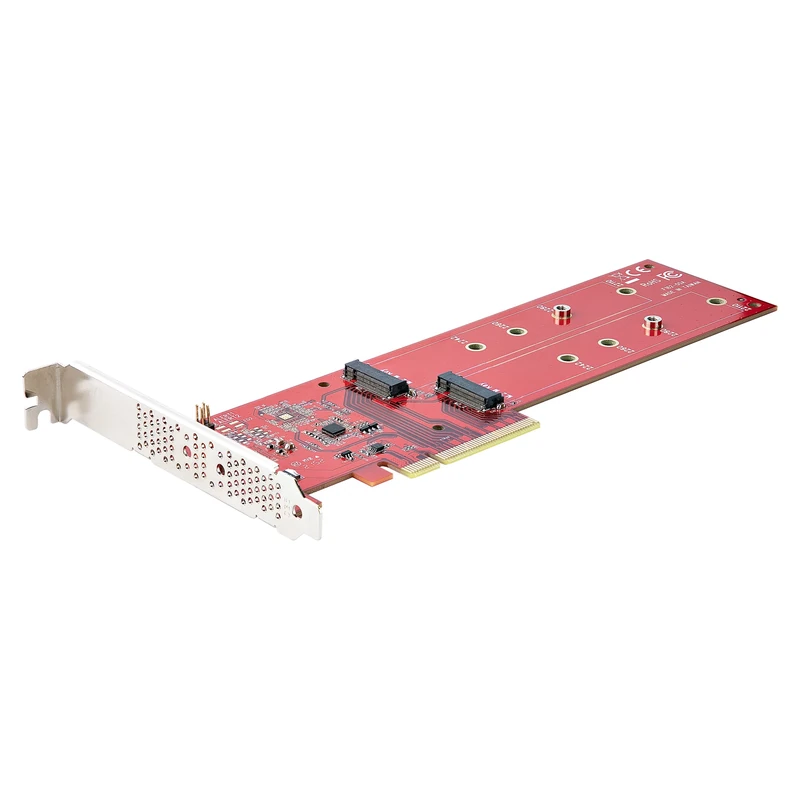 StarTech.com Dual M.2 PCIe SSD Adapter Card, PCIe x8 / x16 to Dual NVMe or AHCI M.2 SSDs, PCI Express 4.0, 7.8GBps/Drive, Bifurcation Required - Windows/Linux Compatible (DUAL-M2-PCIE-CARD-B)