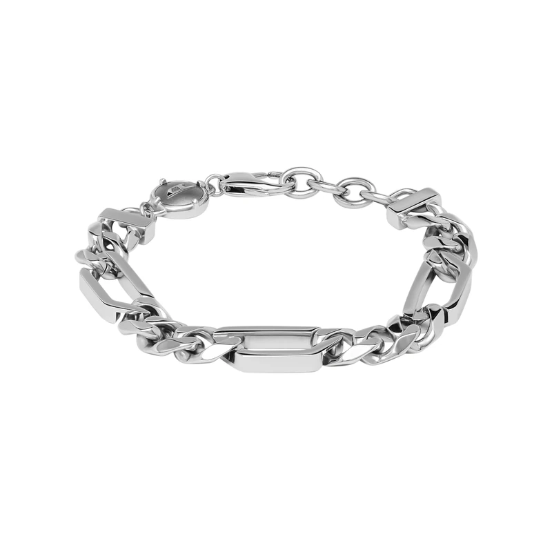 Diesel Bracelet for Men Steel, Length: 180-195mm, Width: 11.5mm, Height: 5.5mm Silver Stainless Steel Bracelet, DX1351040
