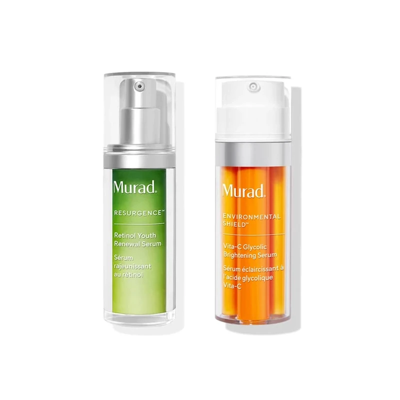 Murad Resurgence Retinol Anti-Aging and Brightening Day and Night Serums Duo | Vitamin C Glycolic Retinol Tri-Active Technology | Face, Neck, and Chest Youth Renewal Serum