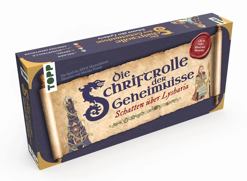 Frech Die Schriftrolle der Geheimnisse – Schatten über Lysharia: Fantasy-Rätselreise auf 1,80 Meter! Suche auf der Wimmel-Landkarte mit epischer Geschichte. Aus der APEX-Ideenschmiede. - Image 1