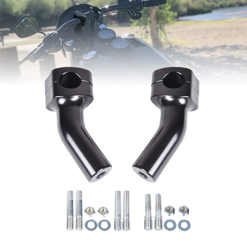 Goldfire Black 1" 25MM Pullback Handlebar Risers Clamp Kit Fits for Shadow 750 Vulcan 900 Road Star XV1700 Harley Dyna Sportster Softail, 4 Inch Riser (Black)