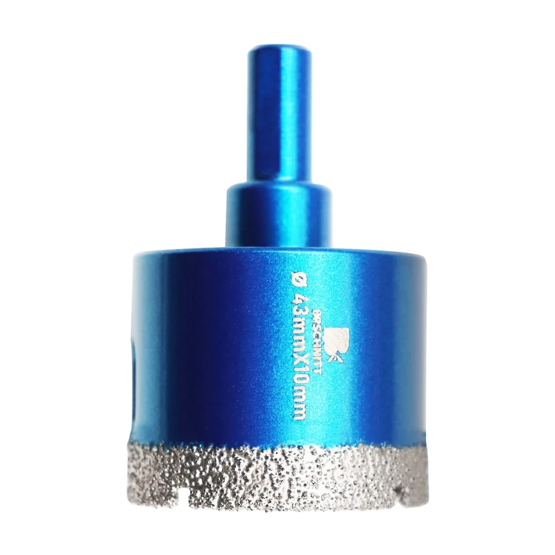 Dry Diamond Core Drill Bit Set,BRSCHNITT 43mm Diamond Hole Saw Core Drill Bit with Triangle Shank for Porcelain Tile Ceramic Stone Granite Marble