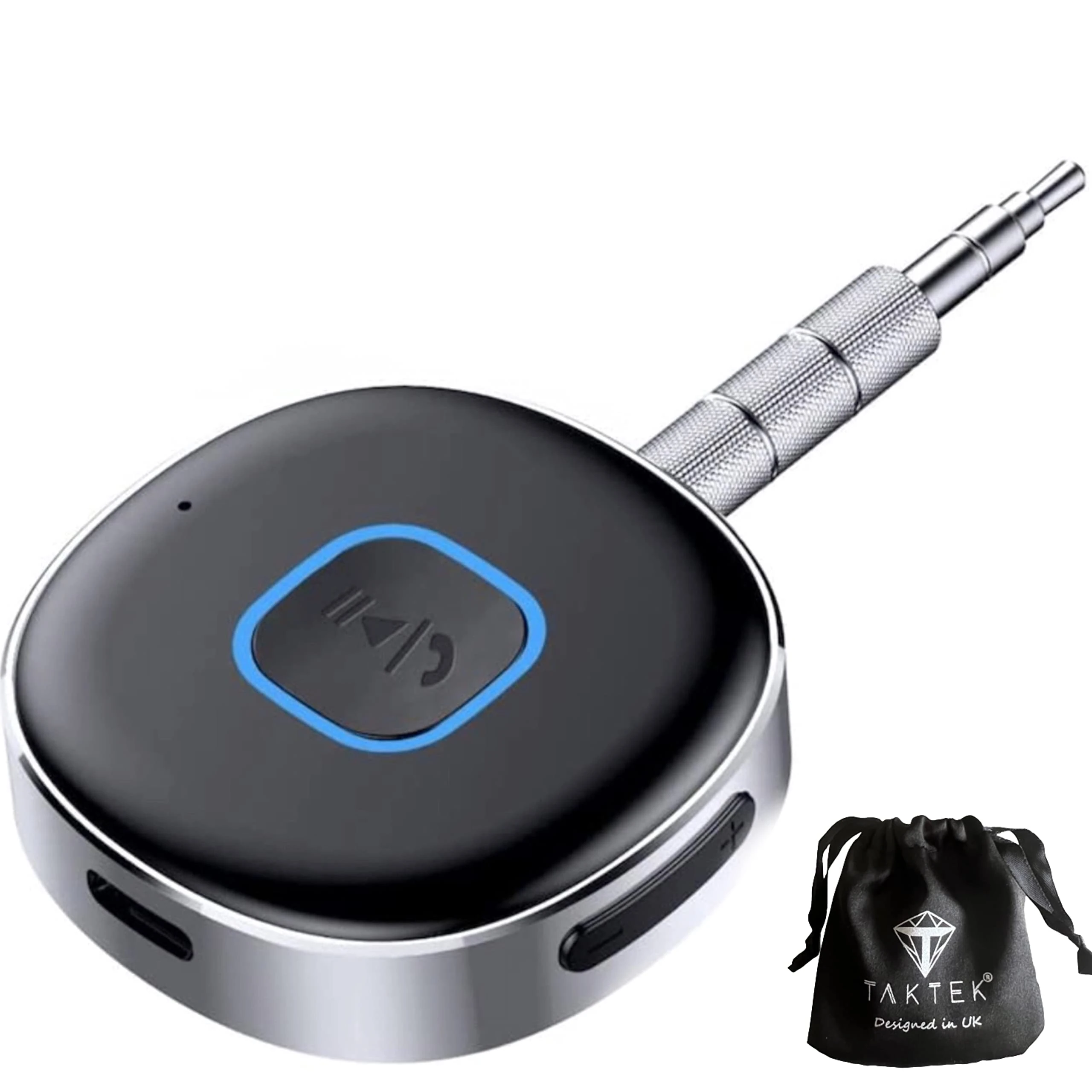 [2024 version] Bluetooth Aux Receiver for Car with Dust Pouch, Portable 3.5mm Aux Bluetooth 5.3 Adapter/Wireless Audio Receiver for Car Stereo/Home Stereo/Wired Headphones/Speaker, 16H Battery Life