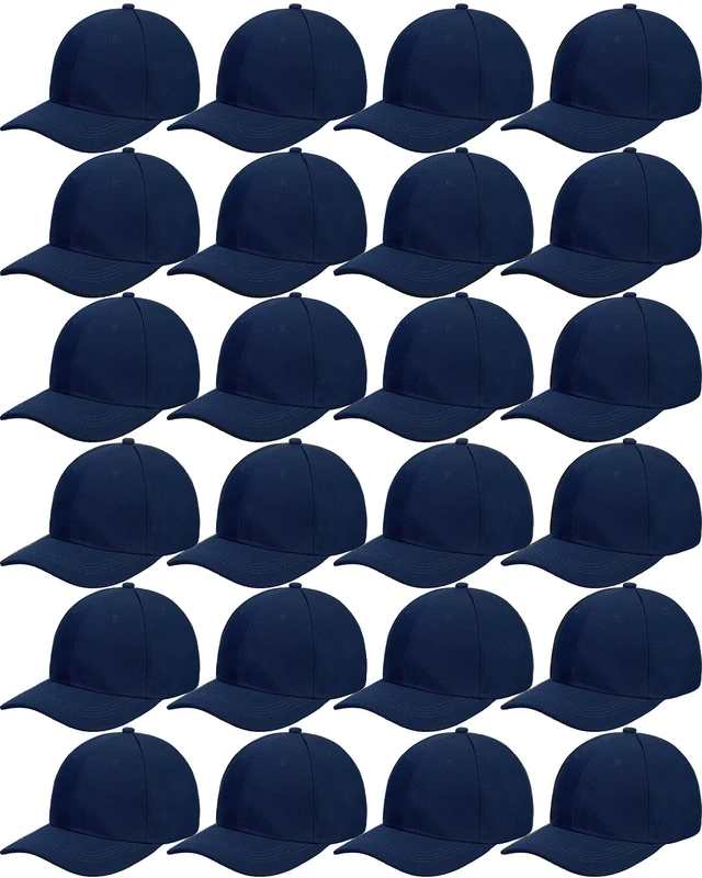 24 Pieces Blank Baseball Cap Adjustable Back Strap Plain Blank Camouflage Hat Unisex Baseball Cap for Trucker Men Women, Royal Blue, One Size