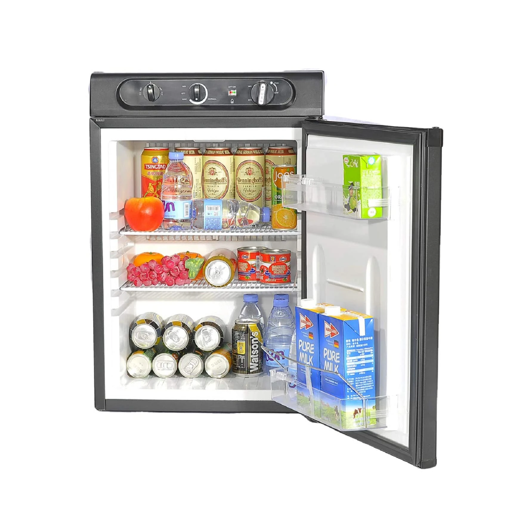 SMETA Camping Fridge 3 Way Fridge Campervan Fridge 60L Fridge Small Fridge Mini Fridges Caravan Fridge 12V/220V Mini Fridge for Bedrooms Home Hotel Office Quiet Black