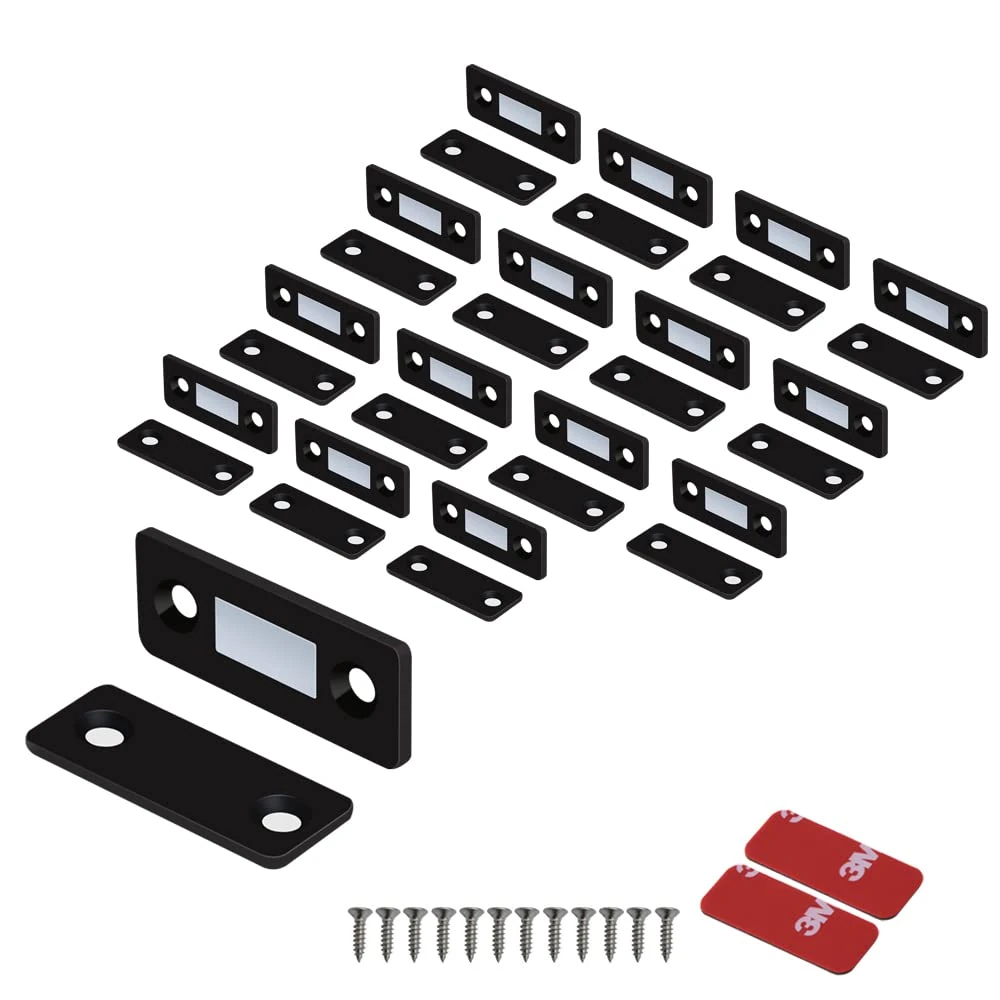 Mousike Magnetischer Türverschluss Ultradünne Schrankmagnete Edelstahl Schubladenmagnetverschluss für Schiebetürverschluss Küchenschrank Schrank Schrankschließer (16 Pack, Black)