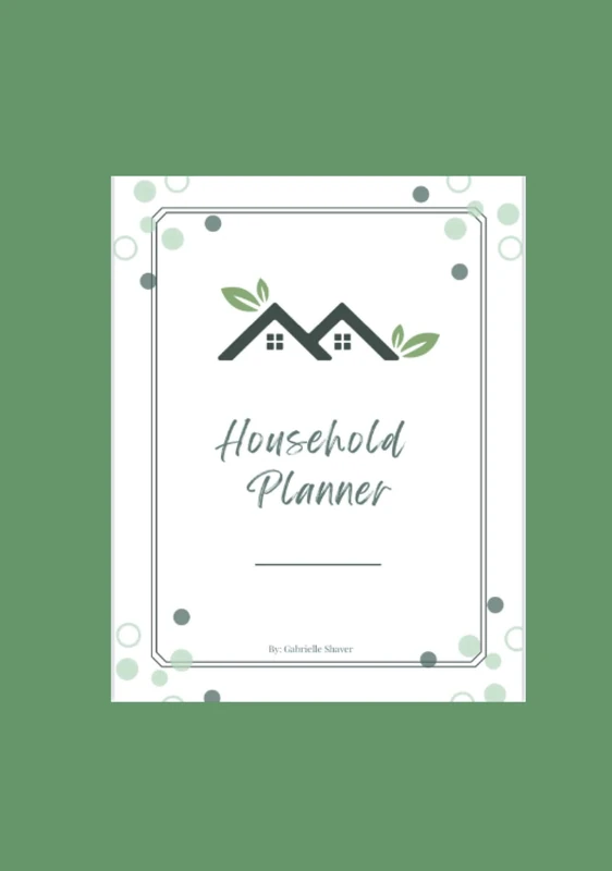 Household Planner - Plan and organize your home | Track chores and events like cleaning, projects, meals, groceries, birthdays, etc.: 7 x 10 in (17.78 ... weeks per year | Elegant journal, green theme - Image 1