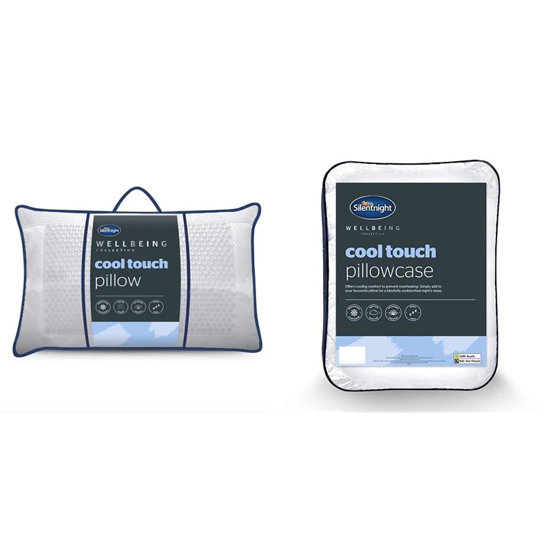 Silentnight Cool Touch Pillow - Cooling Pillow for Sleeping Cold Pillows Cool Gel Pillow Pad & Cool Touch Pillowcase - Best Cooling Temperature Control Pillow Cover Case