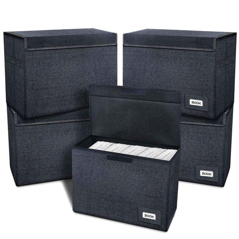 Leffis 5 Pack Collapsible Comic Book Storage Box 15.5" X 7.5" X 11.3", Short Comic Book Box with Handles, Holds 150 Comics Heavy Duty Comic Book Bin