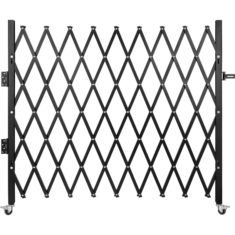 VEVOR Single Folding Security Gate, 48" H x 66" W Folding Door Gate, Steel Accordion Security Gate, Flexible Expanding Security Gate, 360° Rolling Barricade Gate, Scissor Gate or Door with Padlock
