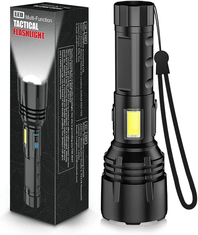 AOMEES Torch, Rechargeable LED Torches USB P70 for Identification Camping Night Fishing