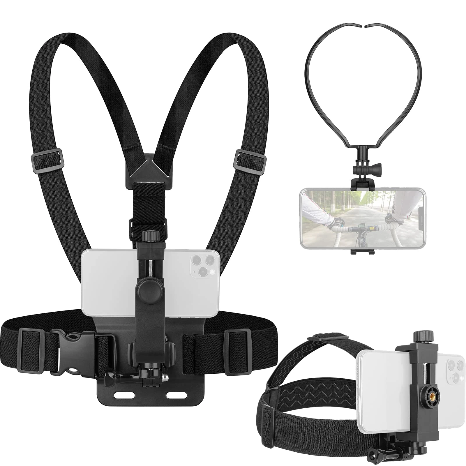 ChromLives Action Camera Phone Chest Belt Strap Harness Mount for Camera Smartphone GoPro Max Hero 10 9 8 7 6 5 Action Holder Shoulder Accessories Kit