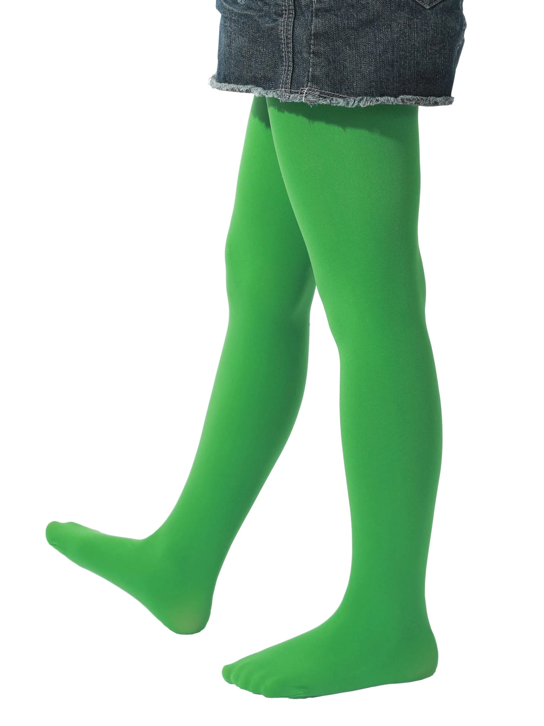 EVERSWE Girls Tights, Semi Opaque Footed Tights, Microfiber Dance Tights 40Den (2-4, Clover Green)